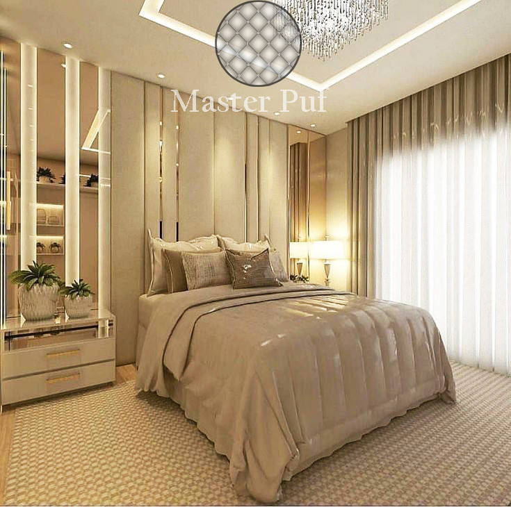 

Мягкие стеновые панели с золотыми вставками