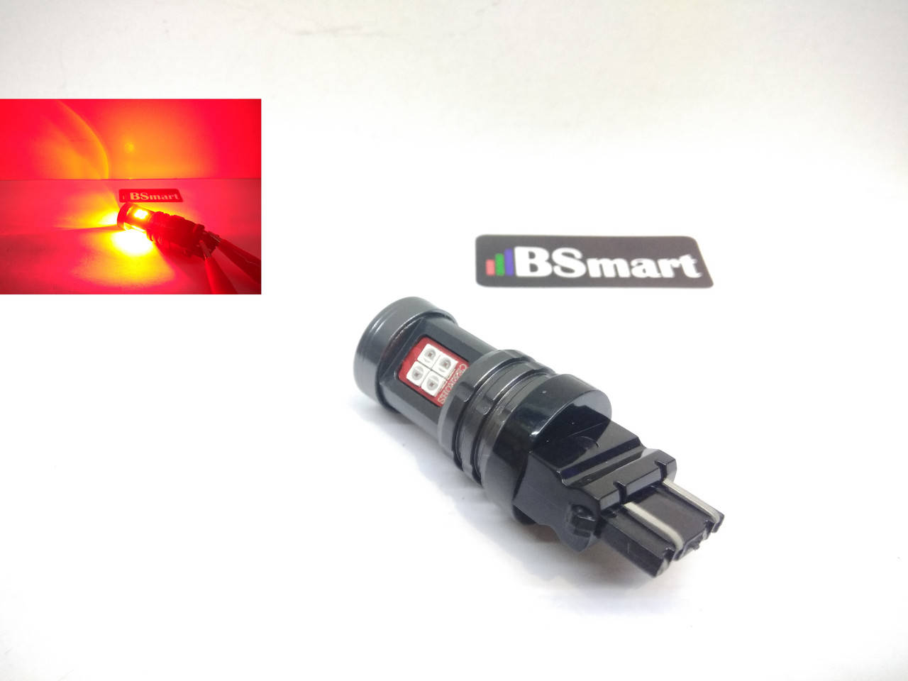 

Автолампа светодиодная LED BSmart T8 P27/7W 3157 T25 3030 15SMD 10-50В красная
