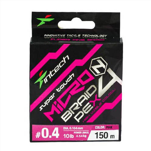 

Шнур Intech microN PE X4 150m #0.4/0.104mm 10lb/4.5kg, Розовый