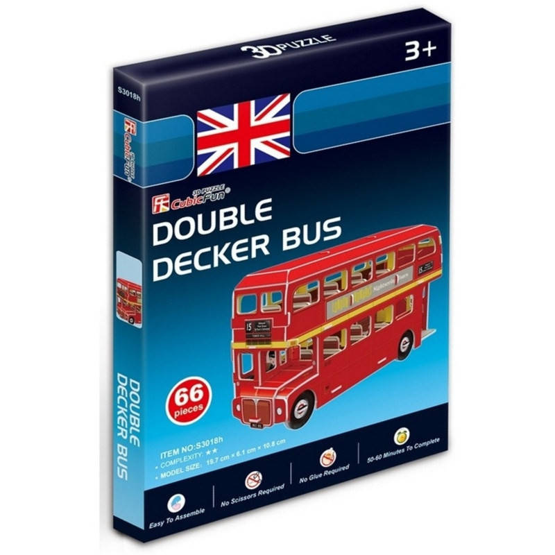 

3D пазл CubicFun Mini Автобус Дабл Декер (S3018h), Красный