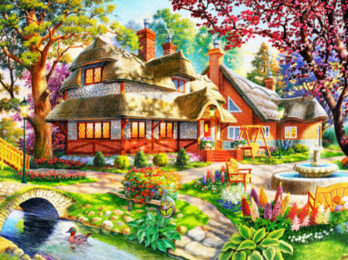 

Алмазная мозаика "Загородный коттедж", без подрамника 30*40см, в кор. 40*8*5см