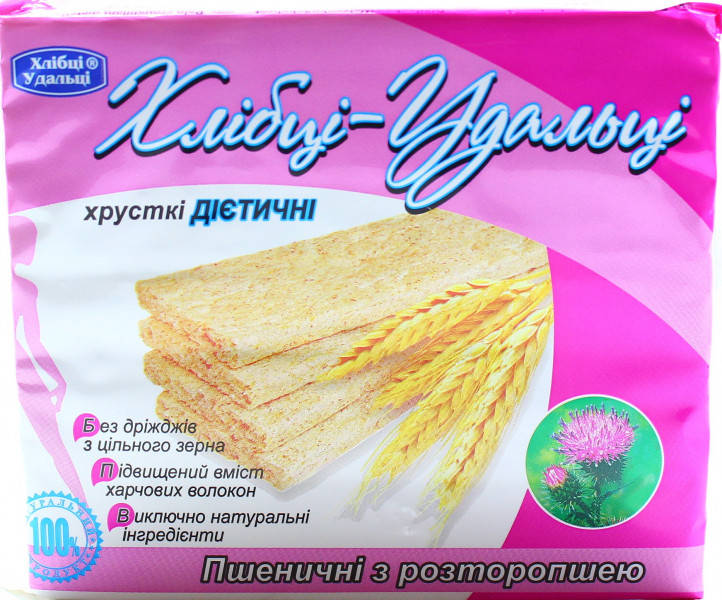 

Хлібці-Удальці хрустящие диетические Пшеничные с расторопшей 100г/36шт.