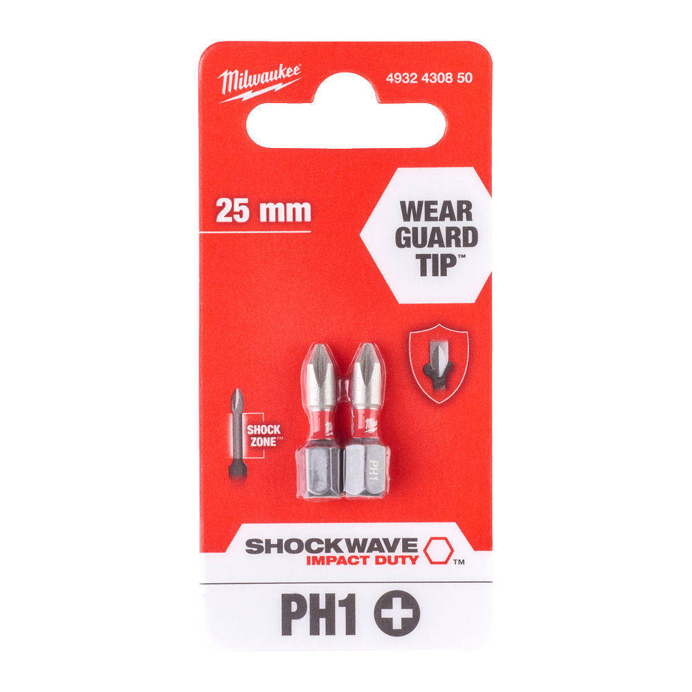 

Бита Milwaukee Shockwave Impact Duty PH1 x 25 мм 2шт 4932430850