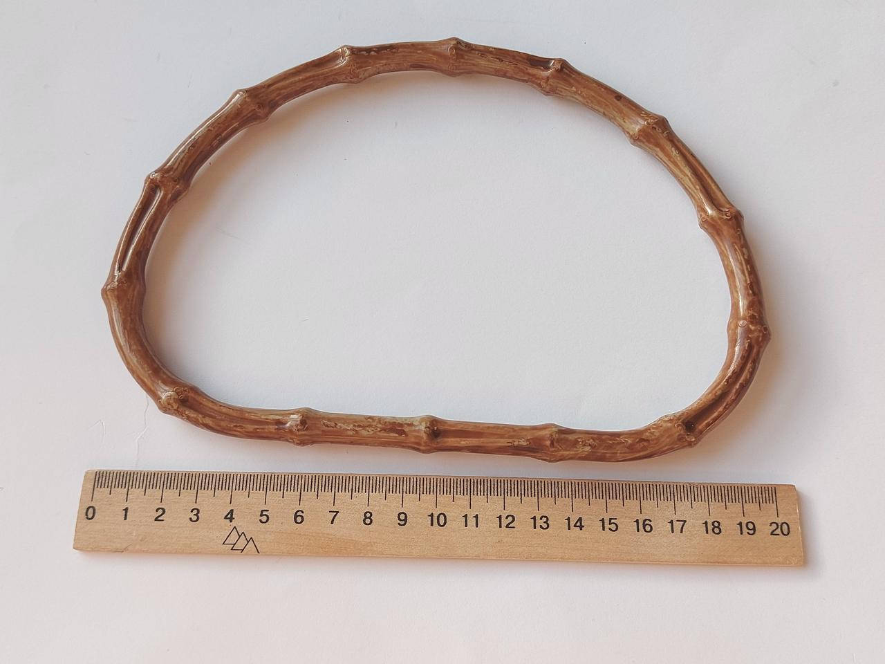 

Ручка для сумок 1 штука пластиковая " Бамбуковая", бежевая полукруглая Розмір 20\14 см, Бежевый