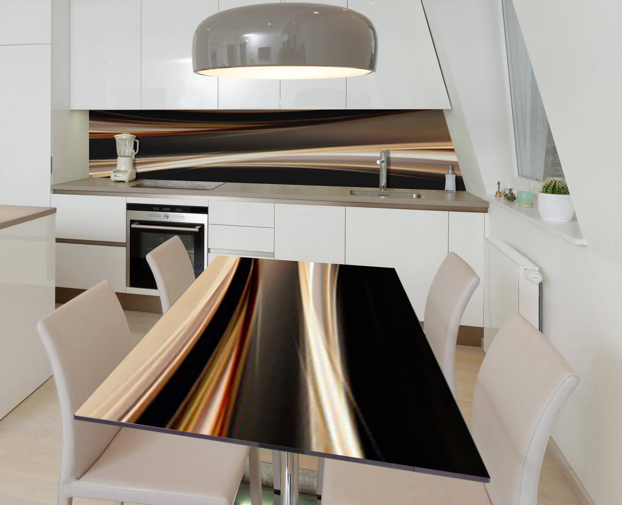 

Виниловая наклейка на стол Темные Линии декор пленка для мебели 650х1200мм Абстракция Коричневый