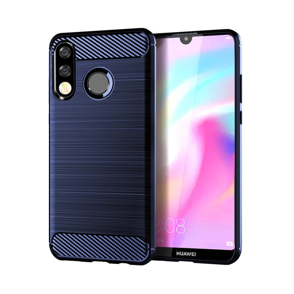 

Чехол Lenuo Carbon Fiber для Huawei P30 Lite Navy Blue, Темно-синий