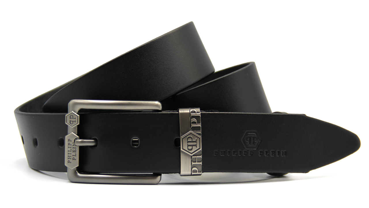 

Мужской ремень кожаный Philipp Plein, Черный