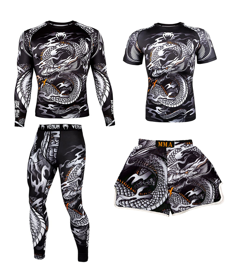 

Комплект 3 в 1 Venum Dragon венум рашгард, футболка, шорты, леггинсы., Белый