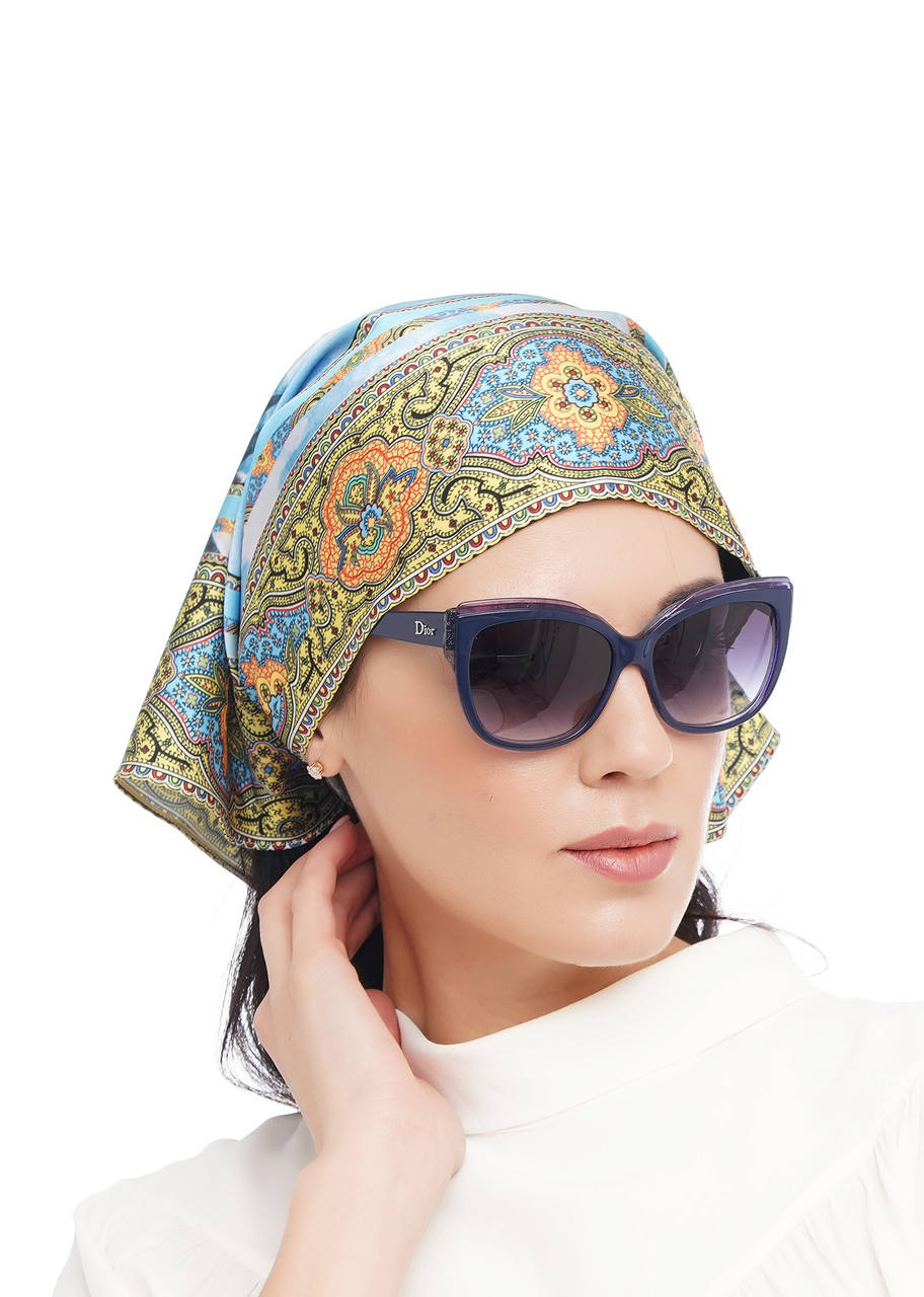 

Дизайнерская шелковая косынка "Летний Крым"