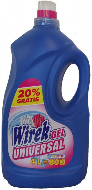 

Гель для стирки универсальный для белых и цветных тканей Wirek Gel Universal 4 л