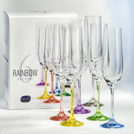 

Бокалы для шампанского BOHEMIA RAINBOW 190 мл - 6 шт