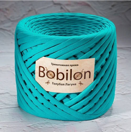 

Трикотажная пряжа Bobilon Mini (Бобилон) 5-7мм. Голубая Лагуна, Голубой
