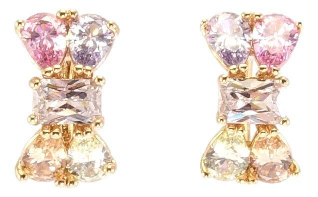 

Серьги Xuping Позолота 18K колечки "Разноцветные кристальные бантики"