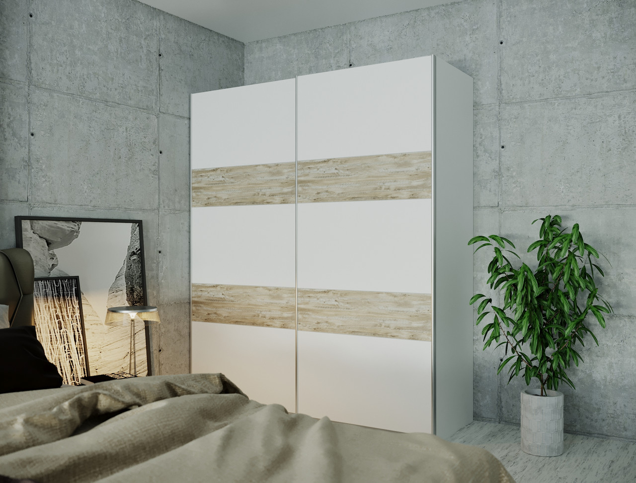 Шафа купе Doros L-Caiser Білий / Білий вставки Клондайк 2 ДСП 180х60х213 (42004001) 3