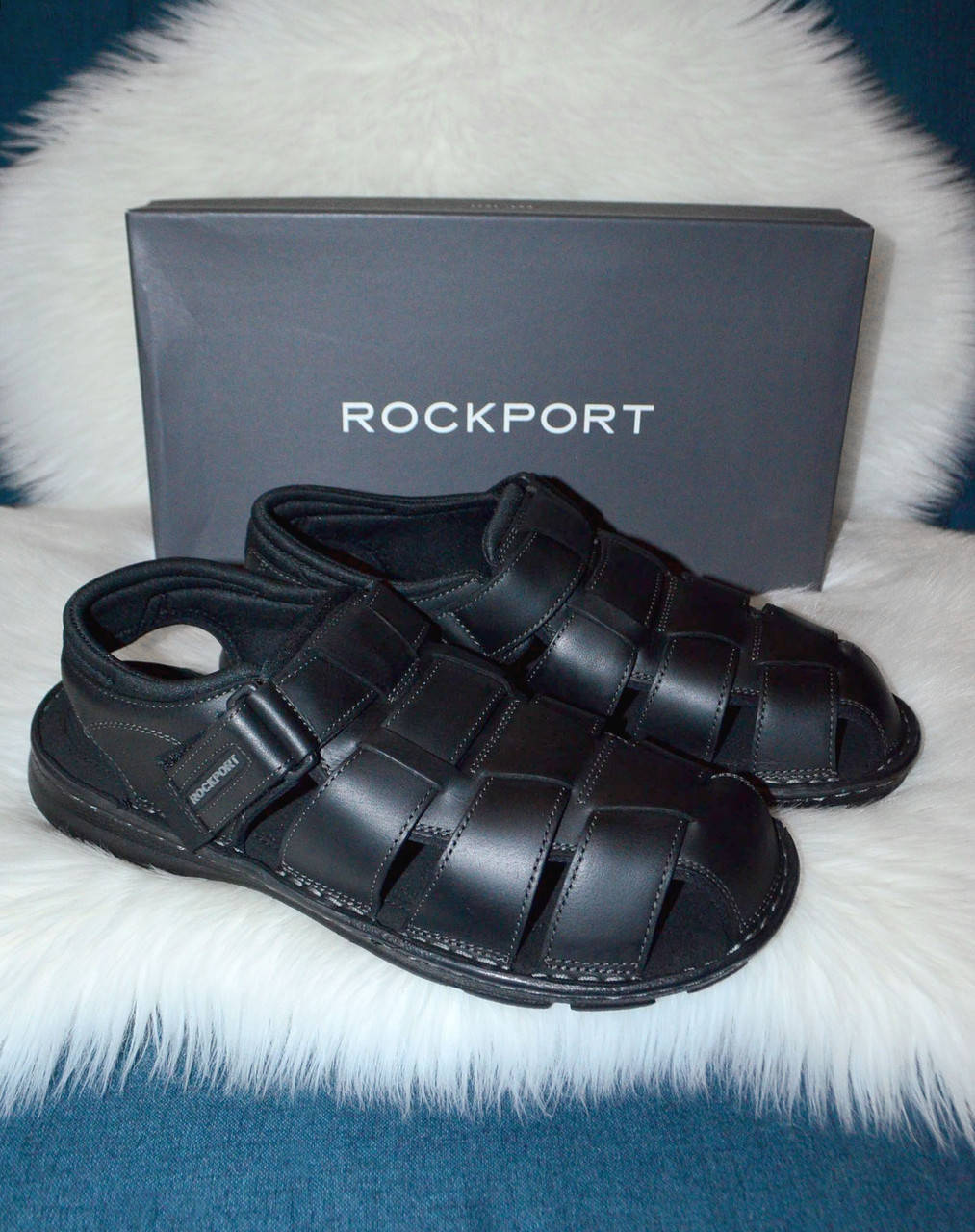 

Закрытые мужские кожаные сандалии Rockport Darwyn 46 размер, Черный