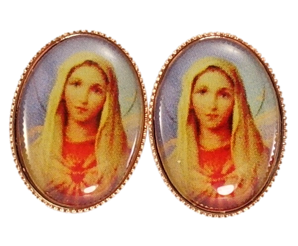 

Серьги Xuping Позолота РО английский замок "Винтажная Ладанка Дева Мария"