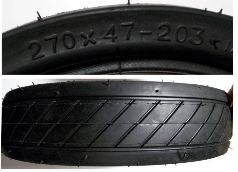 

Покрышка (шина) 270 х 47 - 203 (10 1/2 х 1 7/8), камера для коляски детской