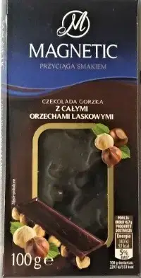 

Черный (темный) шоколад Magnetic с цельными лесными орехами, 100г (Польша)