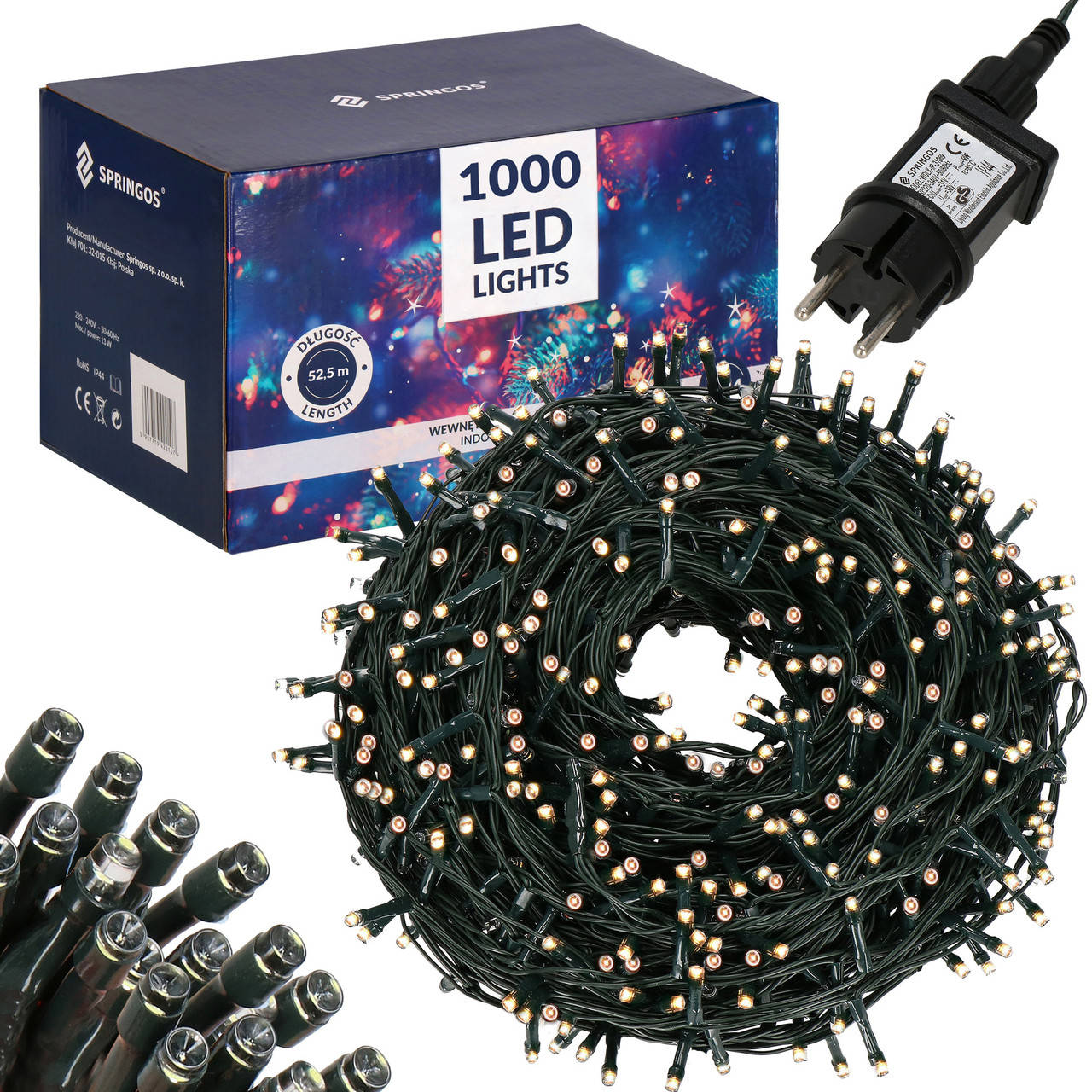 

Гирлянда уличная (наружная) Springos 50 м 1000 LED CL1001 Warm White alli ОРИГИНАЛ, Белый