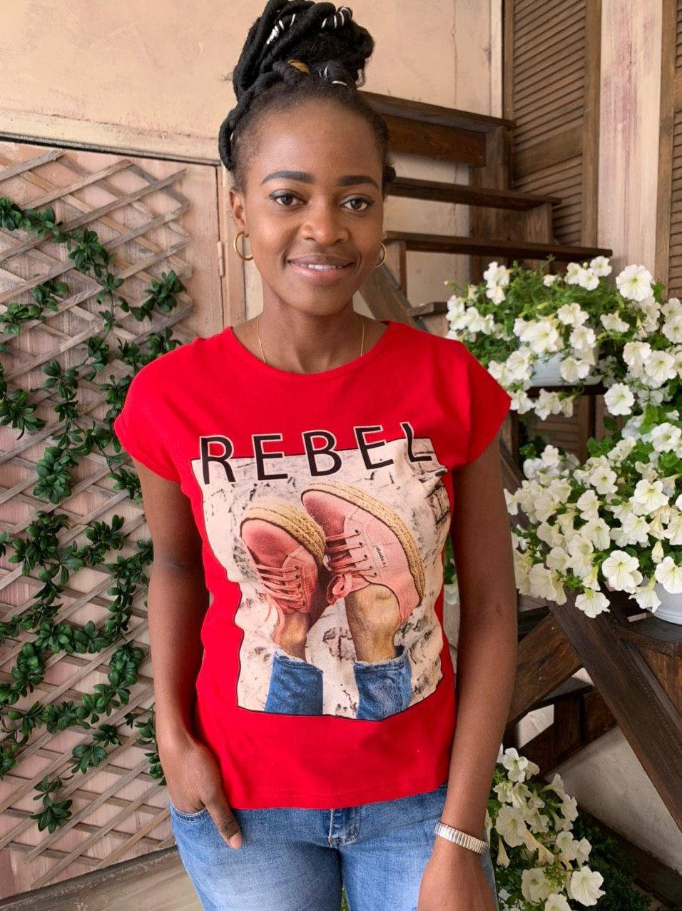 

Футболка женская красная П161, Красный