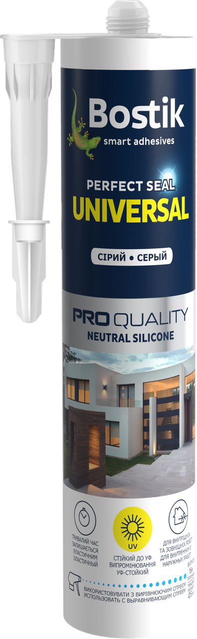 

Герметик силикон унивесальный нейтральний BOSTIK UNIVERSAL серый 280 мл