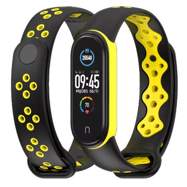 

Ремешок MiJobs Sport Style для Xiaomi Mi Band 5 / 6 Black Yellow
