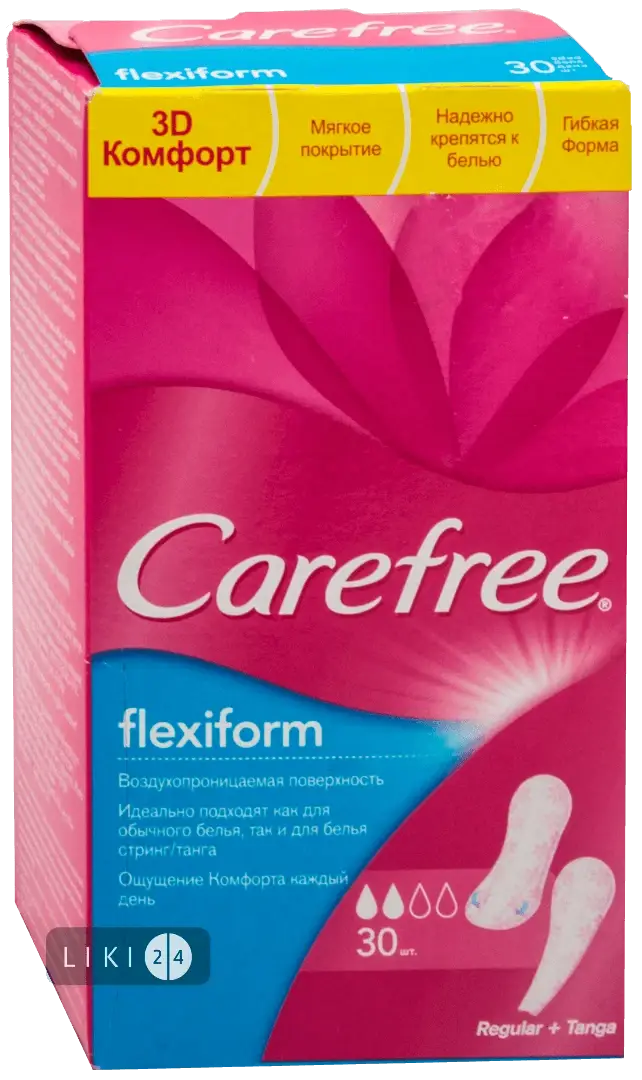 

Прокладки ежедневные Carefree Flexi Form 30 шт