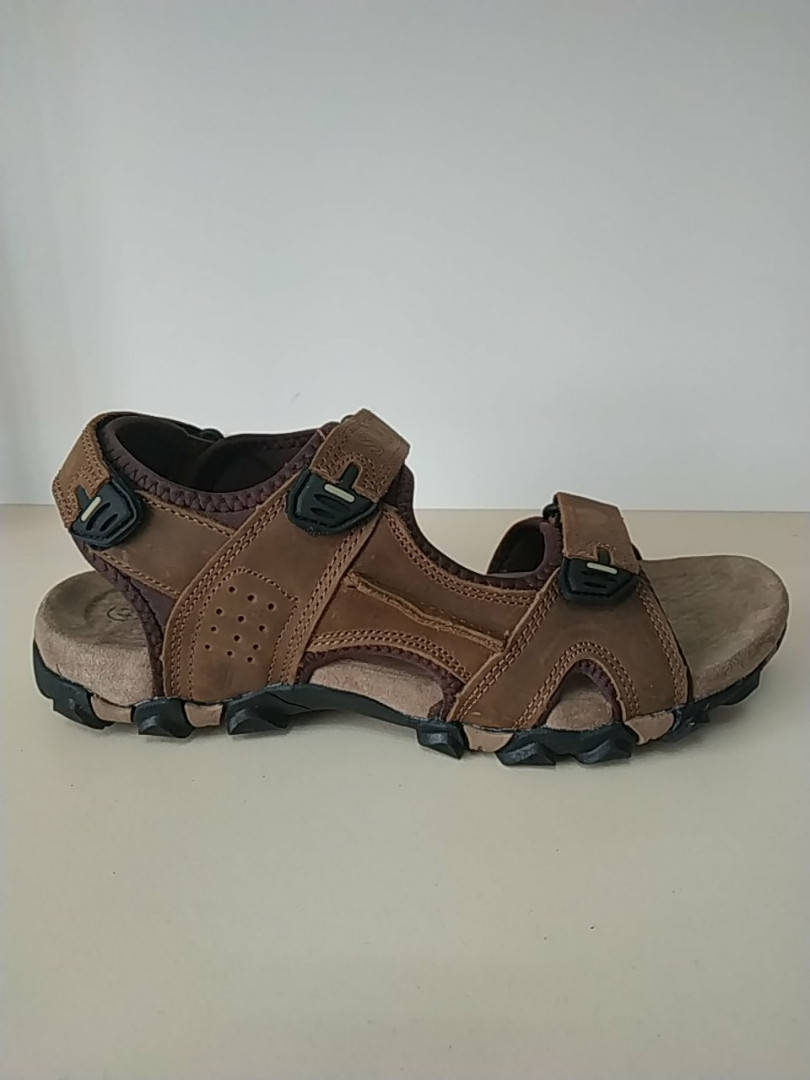 

Сандалии мужские кожаные на липучке, Коричневый