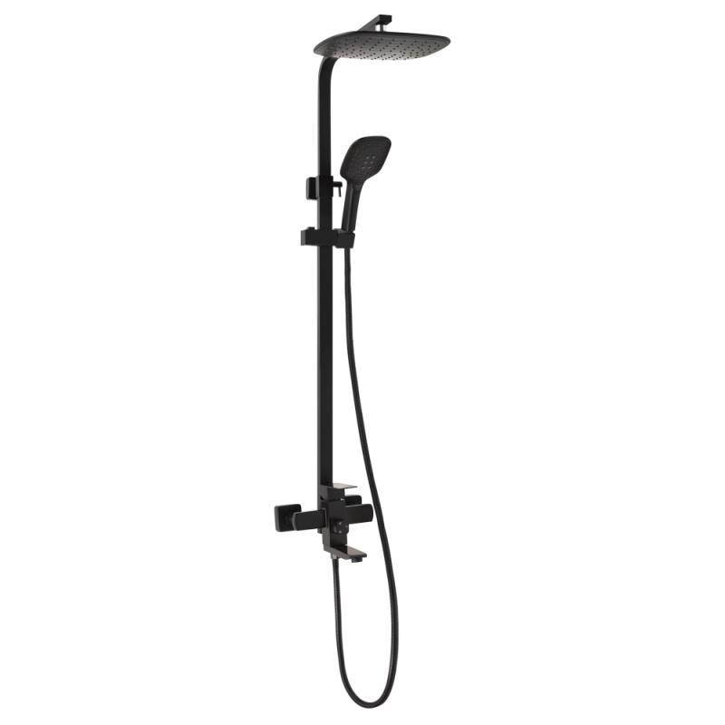 

Душевая система с тропическим душем и смесителем черная квадратная Lidz (BLA)-10 30 1005A, Черный