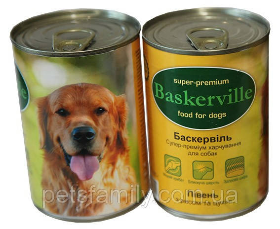 

Baskerville (Баскервиль) ПETУХ с рисом и цукини - консервы для собак 400 гр