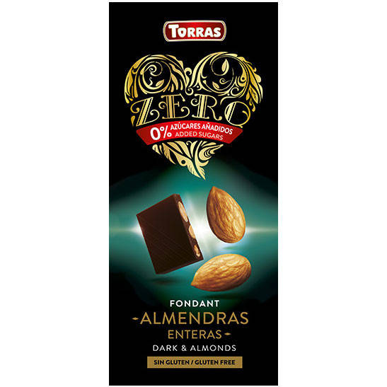 

Черный шоколад без сахара Torras ZERO with almonds с миндалем 150 г