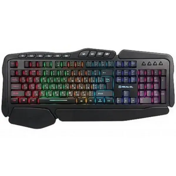

Клавиатура REAL-EL 8900 Black (RGB Macro USB игровая)