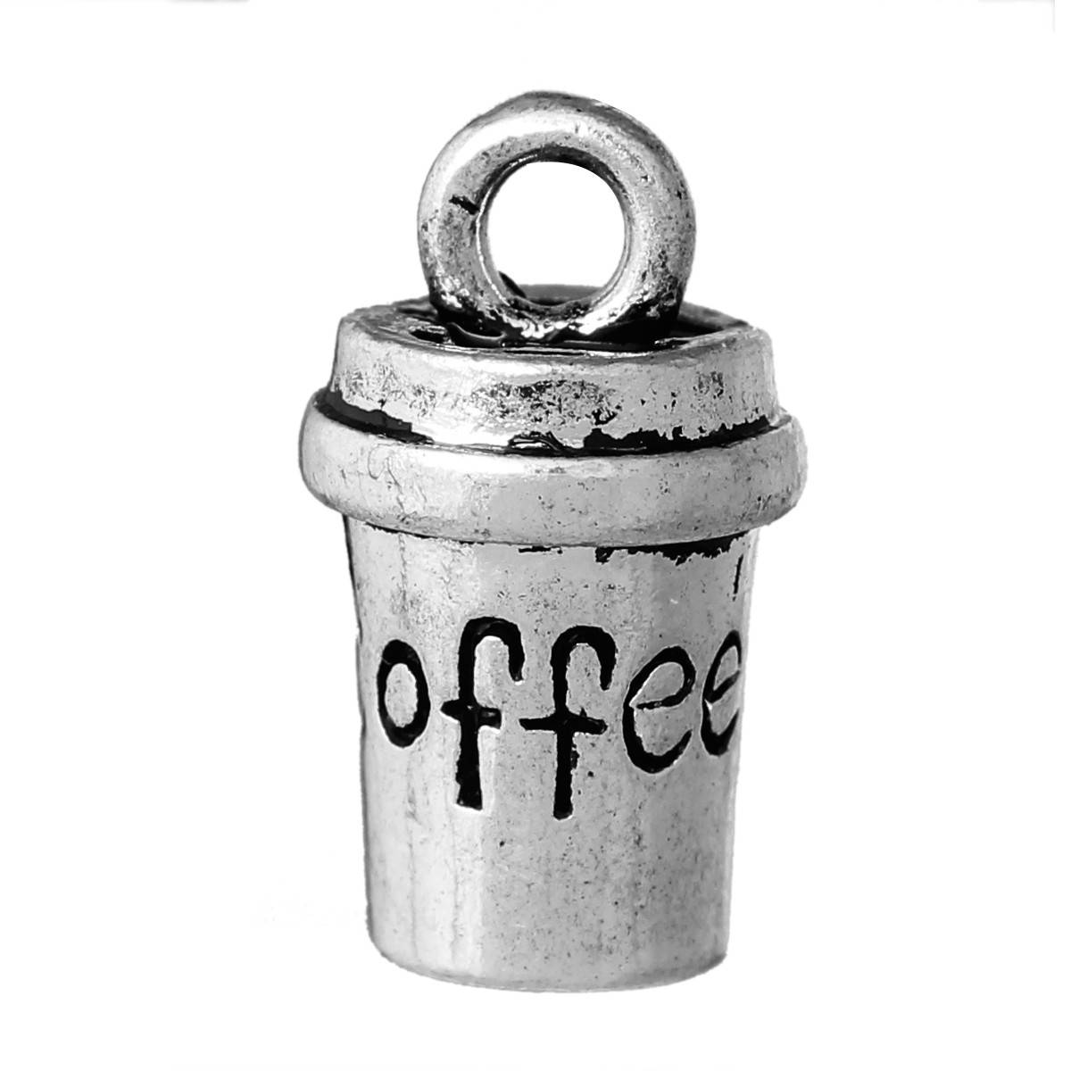 

3D Подвески стаканчик кофе Coffee Посуда Цвет античное серебро 15 мм x 8 мм