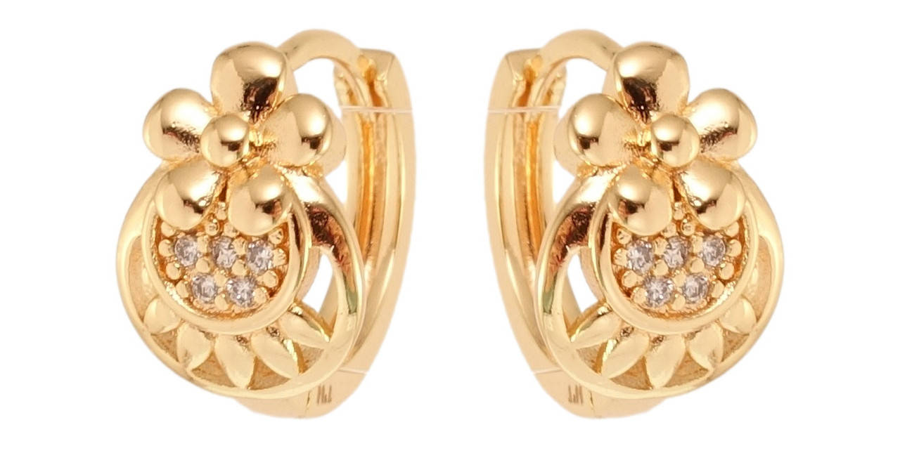 

Серьги Xuping M&L жёлтый оттенок колечки "Цветочные мотивы"