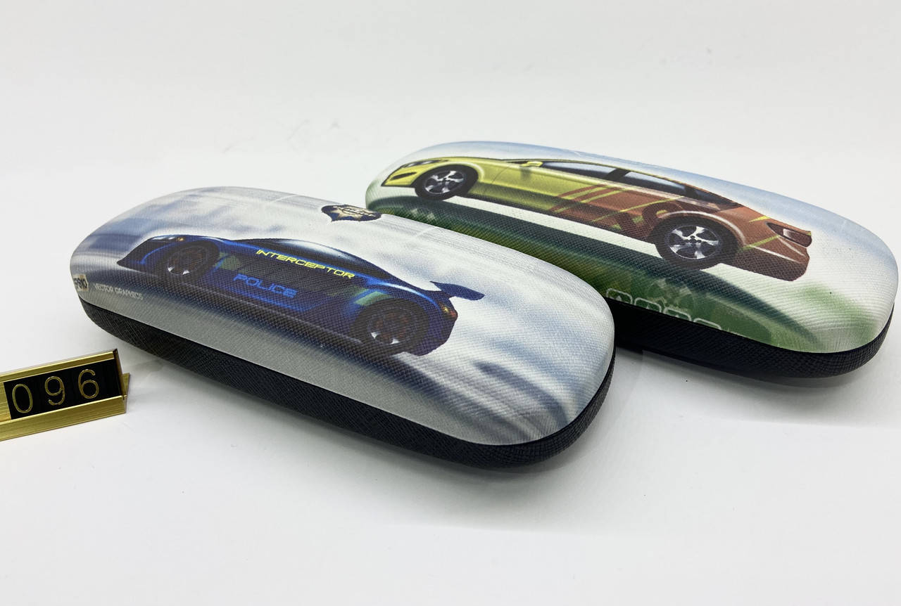 

Футляр хлопушка для очков под оптику Машинка синий