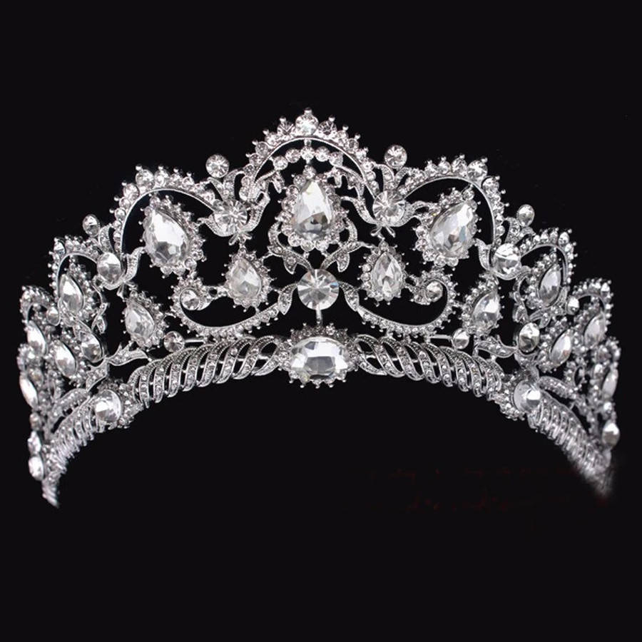

Свадебная диадема, корона, тиара на голову для невесты посеребрение 4791с-а