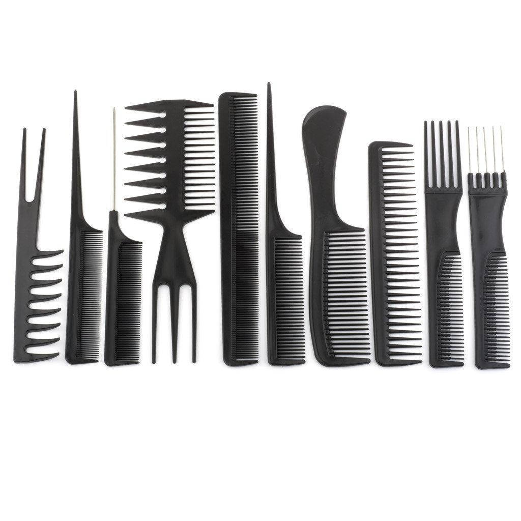 

Набор расчесок для парикмахера, однорядка 10 шт, Черный