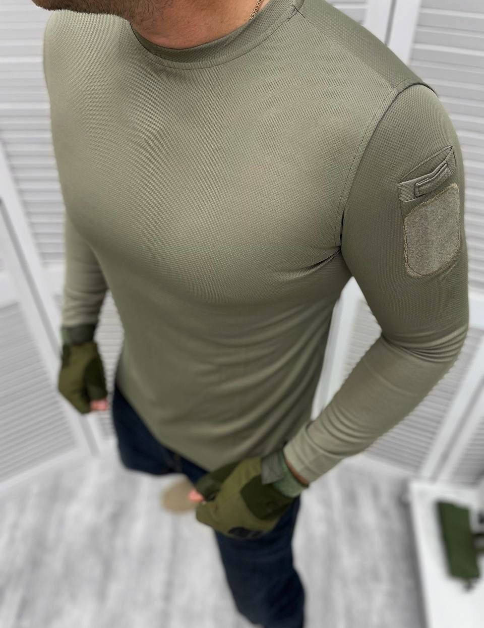 

Армейская тактическая футболка Coolmax хаки ВСУ с длинным рукавом лонгслив с липучками Велкро на рукавах L, Зелёный