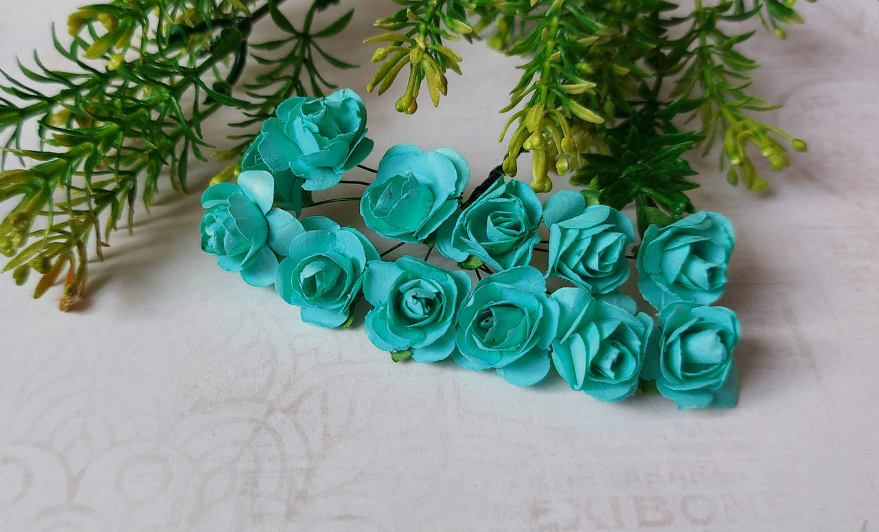 

Роза бумажная, 1,5 см. ментол.