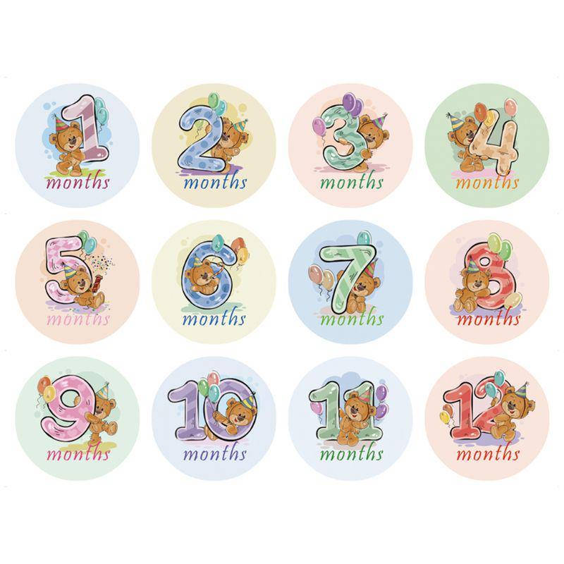 

Набор из 12 наклеек Мой первый год (OK0006), Разные цвета