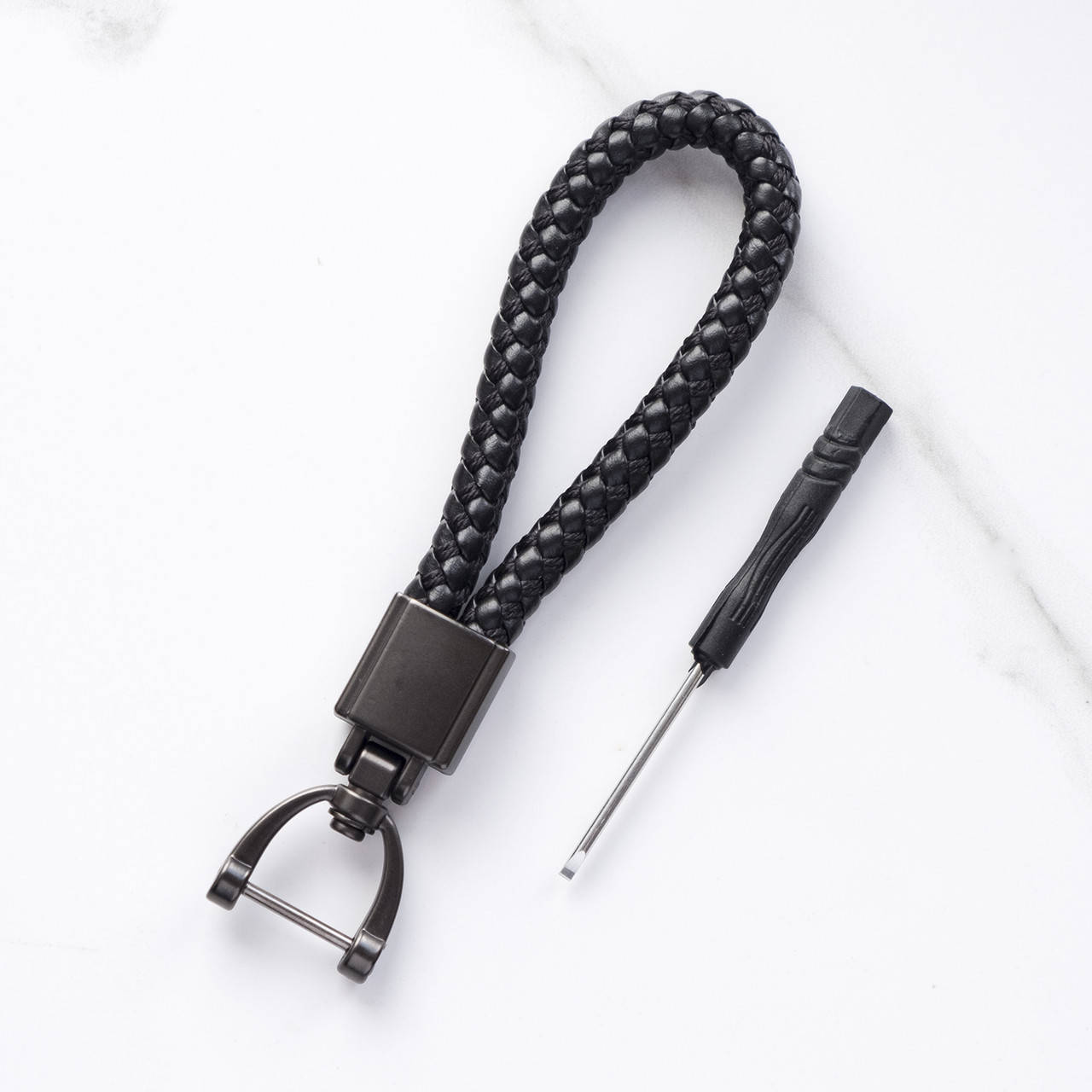 

Брелок на ключи Жгут UNI на закрутке Черное плетение (пакет+отвертка), Черный