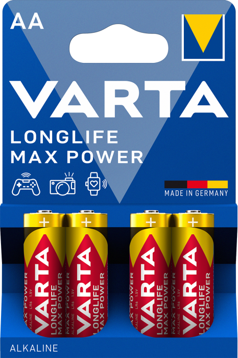 

Батарейка VARTA MAX T./LONGLIFE MAX POWER AA бл по 4шт ALKALINE (4706101404)