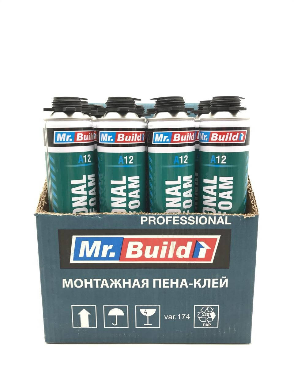 

Клей-пена монтажная профессиональная Mr.Build A12 750ml (12 баллонов)