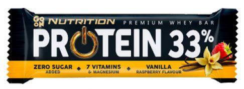 

Батончик без цукру GoOn Nutrition Protein 33%, 50 г, ваніль та малина
