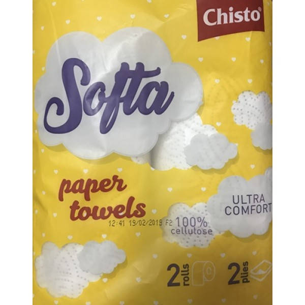 

Бумажные полотенца Chisto Softa 2-вух слойная на 50 отривов, 2 рулона