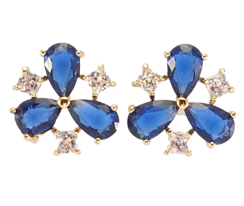 

Серьги Xuping Позолота 18K гвоздики (пусеты) "Синие кристальные трилистники с цирконием"