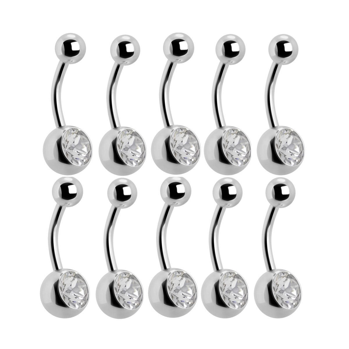 

Серьга в пупок банан 1 камень, комплект 10 шт