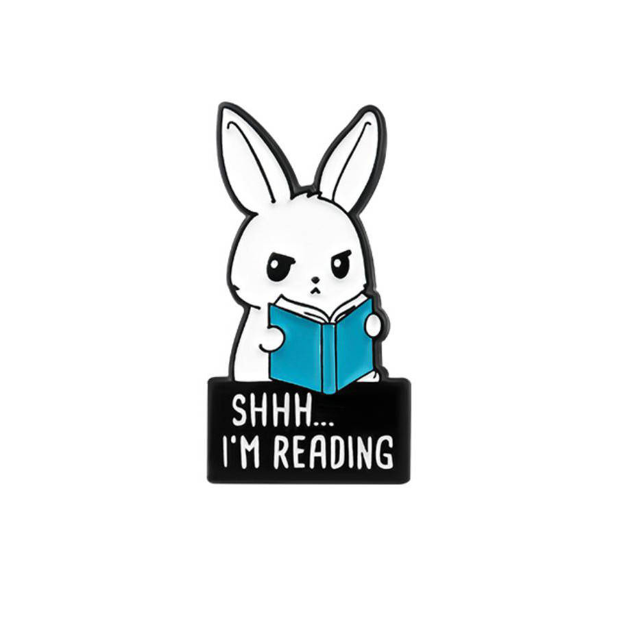 

"Заяц с книгой Шшш.... Я читаю Shhh... I'm reading" значок (пин) металлический