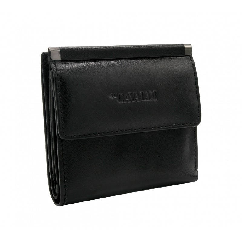 

Женский кожаный кошелек маленький черный Cavaldi RD-16 GCL black