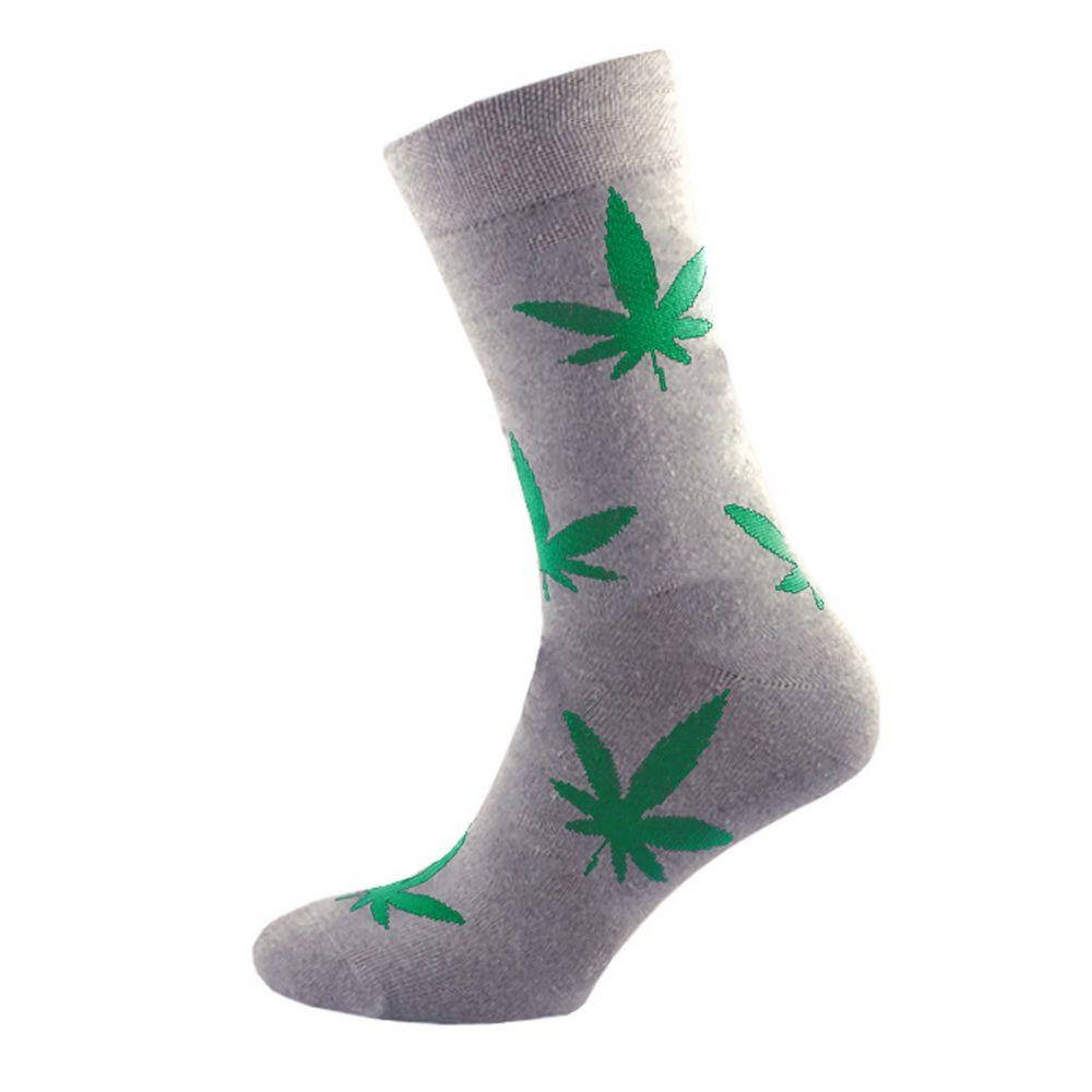 

Шкарпетки чоловічі сірі листочки коноплі 25-29